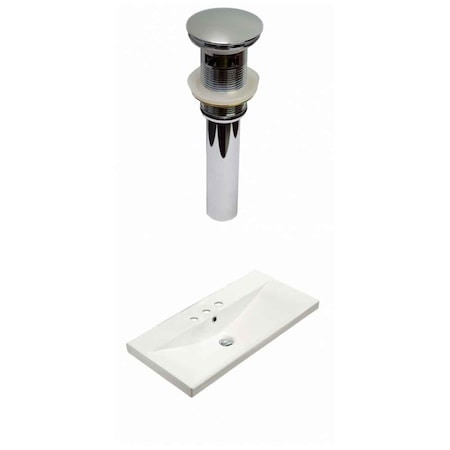 23.86 W 3H4 Ceramic Top Set In White Color, Overflow Drain Incl.